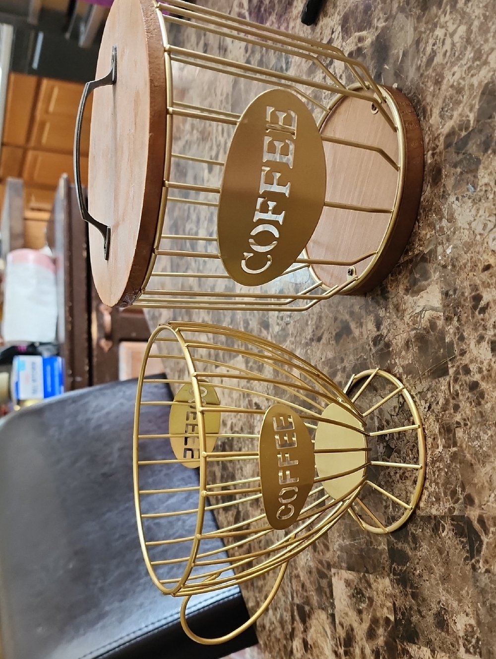 Gold Metal Coffee Decor Or Use As Storage - Picture 2 of 6